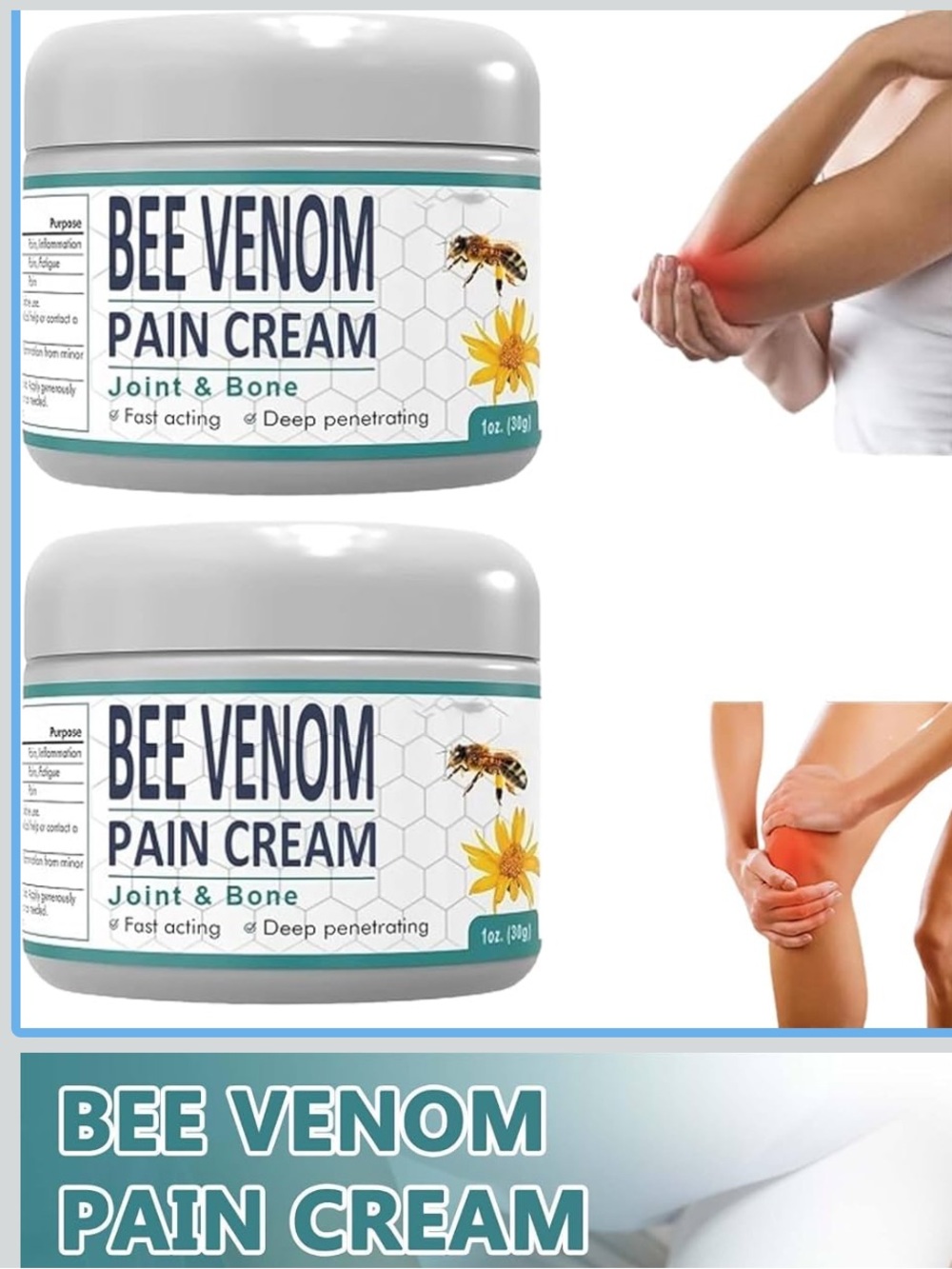 ⚠️ PLEASE READ INGREDIENTS – Ximonth Bee Venom Pain Cream 2-Pack | 2 × 1 oz